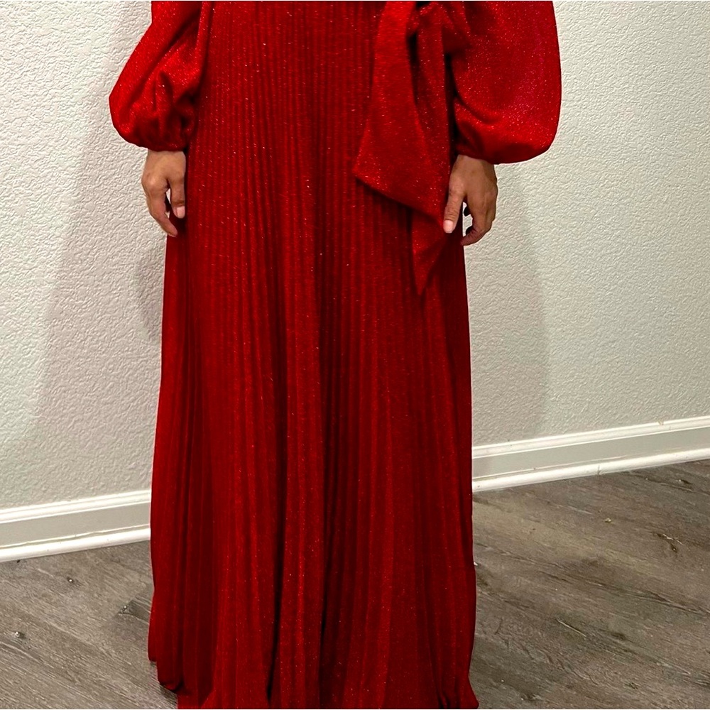Red Metallic Maxi Dress - Picture 4 of 4